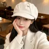 Gorra octogonal de lana estilo newsboy, sombrero retro coreano para citas, gorra de artista que adelgaza el rostro, boina de pico de pato al por mayor de fábrica
