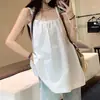 Estilo Vacacional Negro con Cordones en la Espalda sin Espalda sin Mangas Camisa para Mujer Diseño de Verano Nicho Holgado Todo Fósforo Casual Top de Tirantes