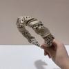 Diadema de ala ancha con estampado de leopardo retro simple de estilo coreano, diadema plisada con sinuoso, parte superior de cráneo alto, accesorios para el cabello populares para mujeres.
