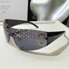 Óculos de Sol Moda Nova Peça Única Moldura Envolvente Estilo Millennium Spice Feminino Celebridade da Internet Mesmo Estilo Incrustado com Diamantes Óculos de Sol Europeus e Americanos