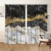Cortinas de Varanda Preto Total com Mármore Falso Roxo Abstrato Estampado em Dourado Personalizadas, Dropshipping Disponível, Envie-nos Seu Próprio Design