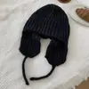 2024 Nuevo Sombrero de Punto Estilo Coreano con Protección para las Orejas Sombrero de Lana Otoño e Invierno Sombrero Lei Feng Sencillo Cálido para la Cara Pequeña Moda