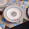 H Lujo Ligero Retro Serie Carruaje Dorado Hermes Vajilla de Porcelana Fina Juego de 41 Piezas Regalo Ideal para Inauguración de Casa