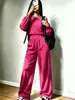 721 Outono/Inverno Novo Cruzamento de Fronteira Europeu e Americano Roupas Femininas: Conjunto de Duas Peças: Moletom Justo com Gola Off-Shoulder e Cintura Marcada + Calça Wide Leg com Bolsos