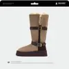 Botas de Nieve del Noreste para Mujer 2025, Botas de Nieve de Lana de Suela Gruesa con Solapa Plegable, Botas Largas de Invierno con Forro de Felpa para Mujer, Zapatos de Algodón para Mujer