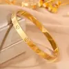 Pulsera de Oro Transfronteriza, Pulsera de Acero de Titanio con Tornillo Moderna y Versátil, Pulsera de Diseño Simple con Hebilla Oculta en Forma de Cruz