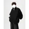 Moletom com Capuz Simples de Peso Pesado, Gola Alta, Manga Longa, Masculino, Outono, Tendência, Solto, Casual, Versátil, Jaqueta Cardigan para o Dia a Dia