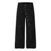 Jeans Original de Sarja Wide-leg de Nicho Design Tendência Fashion Sense Botões de Pedra Pregas Inclinadas Calças Longas Retas Personalizadas Masculinas