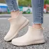 Zapatos de agua para mujer de color liso para todas las estaciones, botas de lluvia planas de moda y casuales, zapatos de lluvia de corte bajo con punta redonda para exteriores, venta al por mayor