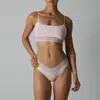 Conjunto de sujetador de algodón-spandex acolchado para mujer, sujetador de encaje con retazos amigable con la piel con espalda hermosa, camisola, shorts de triángulo ajustados a la cadera