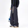 Calça Jeans Rasgada Cinza Estilo Americano Color-Block para Homens, Calça de Moletom Esportiva Elegante de Alta Qualidade com Caimento Calça de Perna Reta