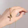 Colar de borboleta com pingente de borla e gotas de óleo de pérola, estilo de moda europeu e americano, para mulheres, design de alta qualidade, acessório popular e versátil