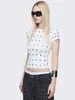 Camiseta de Manga Corta con Decoración Metálica Estilo Nuevo 2026 para Mujer, Camiseta Básica Ajustada de Primavera de Nicho, Versátil Ropa Exterior e Interior Moda para Mujer