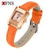 Reloj de Mujer Ofns Amazon Impermeable Lujo Ligero Cuadrado Pequeño Reloj de Cuarzo Casual de Negocios para Mujer Artículo Popular Transfronterizo