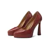 Zapatos de Mujer de Piel de Oveja en Relieve con Punta Impermeables Plataforma Tacón Grueso Estilo Nuevo de Comercio Exterior 2026 Zapatos de Mujer de Suela Gruesa Tacón Ultra Alto Boca Baja