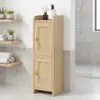 Armário de Tecido de Rattan com Porta Dupla, Venda Quente Transfronteiriça, Fornecimento Direto do Fabricante, Adequado para Apartamentos Pequenos, Armário de Banheiro, Sala de Estar, Corredor, Armário Alto para Armazenamento