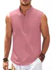 Nova Moda Masculina de Verão Gola Alta Roupas Dopamina Leve Sem Mangas Estilo Europeu e Americano