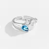 Anillo Transfronterizo Europeo y Americano de Oro de 18K Retro Ajustable Gota de Agua Incrustado Zircón Lujo Accesible Diseño de Nicho Anillo Abierto
