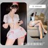 Gato Noturno Lingerie Sexy Sexy Puro Desejo Tentação Decote em V Profundo Uniforme de Enfermeira Conjunto Jogo de Role Play Apaixonado Conjunto Livre