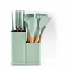 Utensilios de Cocina de Silicona Juego de Cuchillos de 19 Piezas Herramientas Diarias de Cocina Espátula Cuchara para Sopa Raspador Tabla de Cortar con Almacenamiento Venta al por Mayor