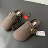 Zapatillas Versátiles Casuales de Terciopelo para Mujer, Zapatillas de Media Caña de Lana tipo Birkenstock, Ropa de Casa y Exterior Otoño/Invierno, Zapatillas Perezosas Peludas Talla 35