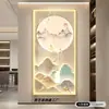Nueve Peces Reuniendo Riqueza Pintura de Luz LED Vestíbulo de Entrada Pasillo Decorativo Estilo Chino Nuevo Sala de Estar Pasillo Vertical Mural del Final del Pasillo
