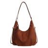 Bolsa de Hombro Retro de Cuero Nubuck para Axila, Mochila Multifuncional de Ante para Viajes Diarios, Mochila para Mujer, Bolso Tote Plegado
