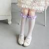 Meias de Renda para Meninas Misscucudog Primavera Verão Lolita Cor Macron Sem Costura Meias de Princesa para Meninas