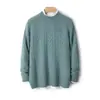 Suéter masculino de gola alta parcial, 100% lã, corte solto, espessado, trançado, plus size, business casual, camada base quente