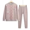 Conjunto de Roupa Íntima Térmica para Mulheres de Meia-Idade e Idosas, Camada Base para Outono e Inverno, Forrado com Fleece, Tamanho Grande, Roupas Íntimas Espessas para Mulheres, Gola Semi-Alta