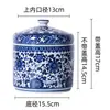 Pote de chá de cerâmica Jingdezhen, porcelana azul e branca antiga, não vedado com tampa, pote de armazenamento doméstico, estilo Novo Chinês retrô