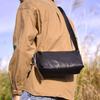 Bolso cruzado de cuero genuino para hombre, bolso pequeño de montar, curtido vegetal, piel de vaca de capa superior, bolso de hombro, mochila pequeña casual y moderna, bolso simple para hombre
