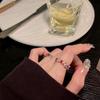 Anel Aberto de Cristal Colorido Exquisito Feminino de Luxo Leve Design de Nicho Acessórios de Alto Padrão Anel Ajustável para o Dedo Indicador