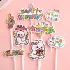 Decoraciones para pastel de cumpleaños de niños de moda roja te desean un feliz cumpleaños tarjeta de oso adorno para hornear
