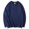Camiseta Pesada de Algodão Penteado de Manga Longa com Ombros Caídos para Homens, Tamanho Grande Moletom, Camisa Básica Solta para Outono, Estilo Esportivo