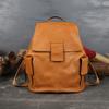 Nuevo bolso retro de verano estilo nacional de cuero genuino para mujer, primera capa de piel de vaca, mochila de color sólido con personalidad para mujer, mochila de gran capacidad