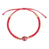 Cuentas de Transferencia de Cinabrio Año del Caballo Pulsera de Hilo Rojo Simple Unisex Año Zodiacal Pulsera Trenzada con Hilo de Oro Nudo Vajra