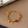 Pulsera de Mariposa Dorada Perla Hielo Triturado, Pulsera de Calabaza Corazón Perla de la Suerte, Trébol de Cuatro Hojas Oro Arena, Venta Directa del Fabricante