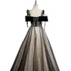 Vestido de Noche Negro para Mujer, Diseño de Princesa Francesa, Elegante, Elegante, Ropa Hermosa para Actuación Vocal en Solitario
