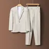 Conjunto de terno casual de alta qualidade para homens, terno de duas peças estilo coreano slim fit profissional para negócios, terno de noivo para casamento