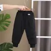 Pantalones de Algodón para Niños Invierno Niños Engrosados Cálidos Casuales Niñas Algodón Etiqueta de Letras Pantalones con Puño Venta Directa