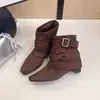 Botas decorativas de tacón alto con punta y apiladas de ante para mujer, nuevo estilo otoño 2026, con hebilla de cinturón, botines, de longitud hasta la pantorrilla