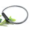 Pulsera de cuerda de cuero de acero inoxidable para hacer tú mismo con letras a mano, hebilla magnética, hebilla larga, cuerda de cuero, joyería de acero inoxidable, ventas directas de fábrica