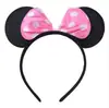 Turbante de orejas de Mickey Mickey Mouse para mujer Turbante de festival linda chica lazo para el pelo con lentejuelas Banda para el pelo de Navidad pelo de niña