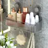 Prateleira de Armazenamento com Ventosa, Prateleira de Armazenamento para Banheiro Montada na Parede sem Furos, Cesta Suspensa Organizadora de Produtos de Skincare para Pia de Banheiro