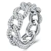 Anillo de Cadena Cubana de Plata S925 con Moissanita para Hombre Unisex Estilo Hip-Hop Moderno, No se Desvanece, Anillo de Nicho de Lujo Ligero