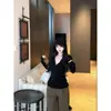 Comercio Exterior Ropa de Mujer Toma Real Estilo Coreano Ajuste Delgado Cárdigan de Punto con Capucha Nuevo Estilo Otoño Temprano Manga Larga Fina Top Casual para Mujer