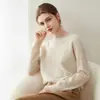 Suéter de punto 100% cachemira para mujer, color liso, cálido, de manga larga, nuevo estilo otoño e invierno, suave y amigable con la piel, cuello redondo, prenda base