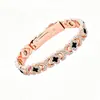 Pulsera Magnética Popular Transfronteriza Europea y Americana Moda Lujo Ligero Aleación de Trébol Diamante Pulsera Magnética de Fila Única Pulsera para Mujeres