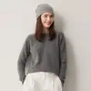 Suéter 100% cachemir para mujer, cuello redondo, engrosado, hombro raglán, jersey de manga larga, versátil, suéter de punto de alta gama